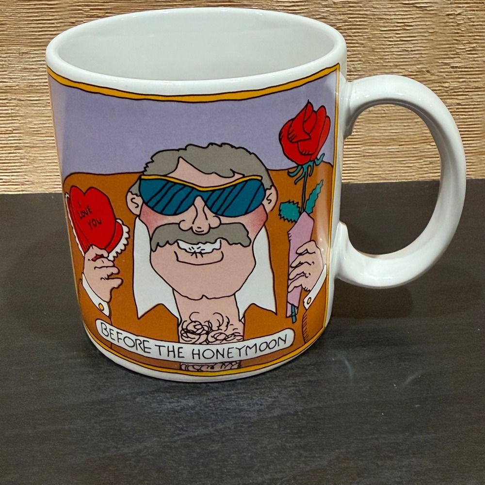 Applause Funny Honeymoon Coffee Mug Before and After Cartoon Novelty Ceramic Cup